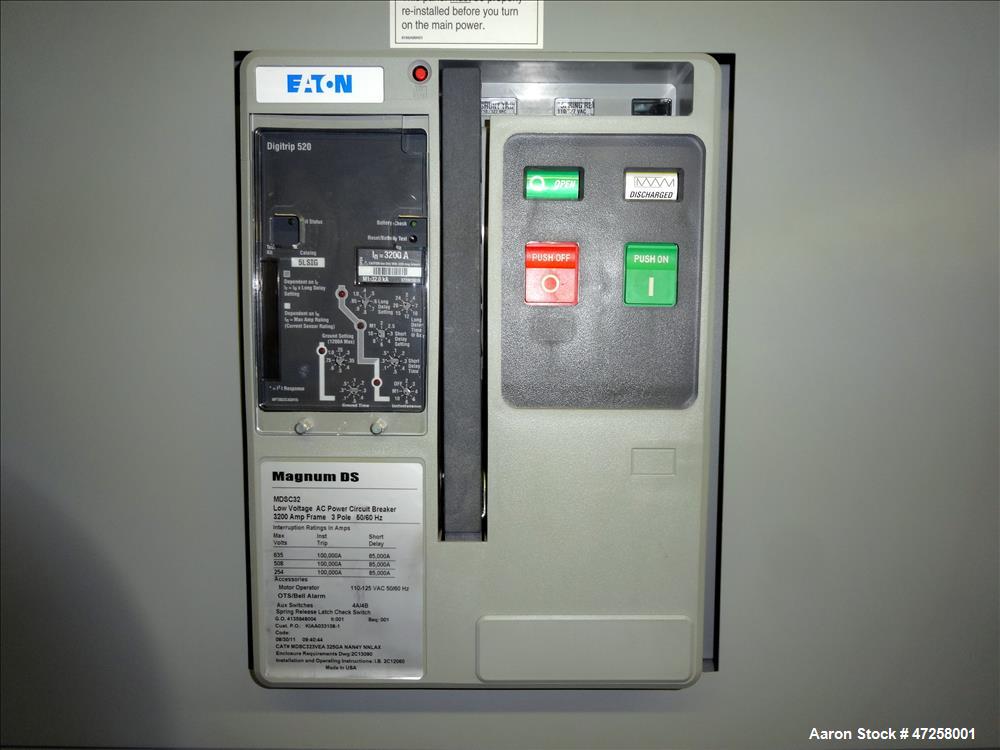 Used Eaton Floor-Standing Magnum Fixed Mount Automatic Transfer Switch, 3200 amp. Cutler Hammer ATC-600 programmable microprocessor-based logic controller. Nema type 1 enclosure. 3/50/60hz, 120-600 v...