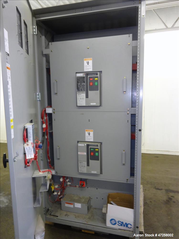 Used- Eaton Floor-Standing Magnum Fixed Mount Automatic Transfer Switch, 3200 amp. Cutler Hammer ATC-600 programmable microp...