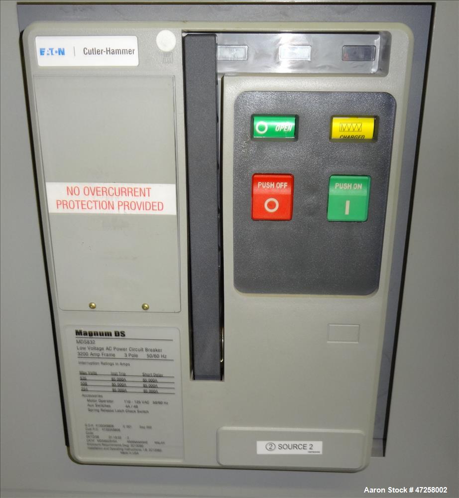 Used Eaton Floor-Standing Magnum Fixed Mount Automatic Transfer Switch, 3200 amp. Cutler Hammer ATC-600 programmable microprocessor-based logic controller. Nema type 1 enclosure. 3/50/60hz, 120-600 v...
