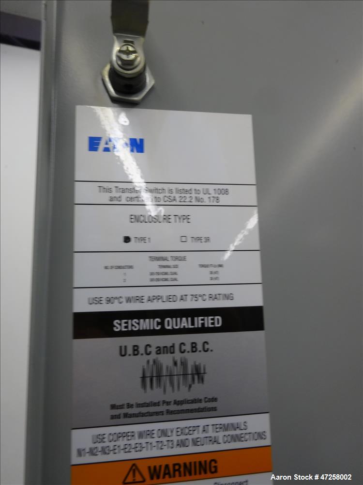 Used- Eaton Floor-Standing Magnum Fixed Mount Automatic Transfer Switch, 3200 amp. Cutler Hammer ATC-600 programmable microp...