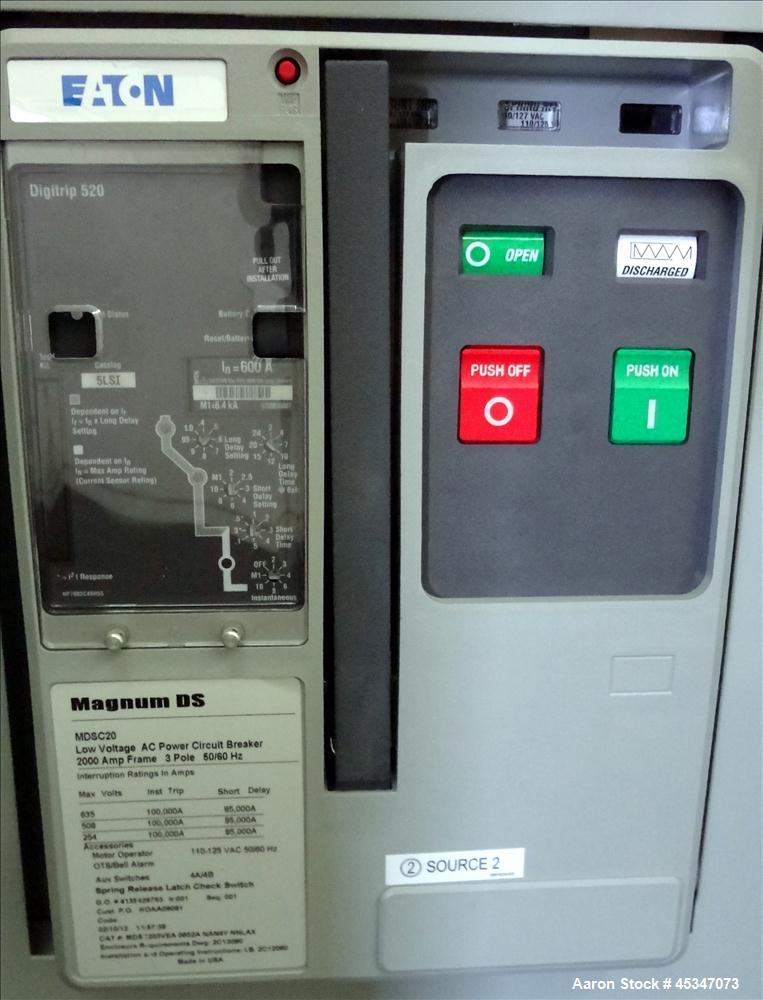 Used- Eaton 600 Amp Automatic Transfer Switch, Catalog# ATVIMGB30600XSU. 3 Phase 120-600V, 3 pole, Magnum DS 600 amp circuit...