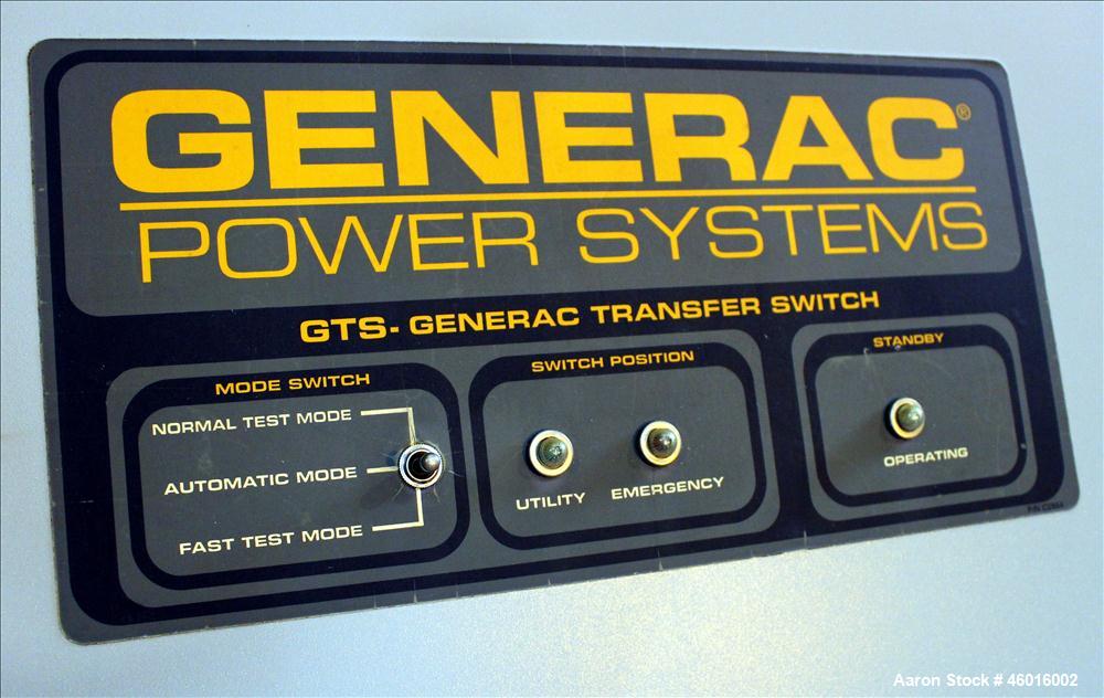 Used Generac 800 Amp Automatic Transfer Switch, Model 8245610100. NEMA 12 enclosure 3/60/120/208V. Year 2007.