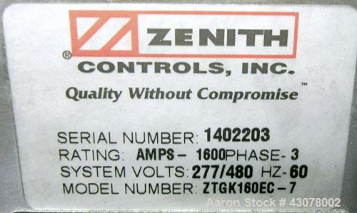 Used GE Zenith Controls 1600 Amp Transfer Switch, Model ZTGK160EC-7.  3/60/277/480 volt.
