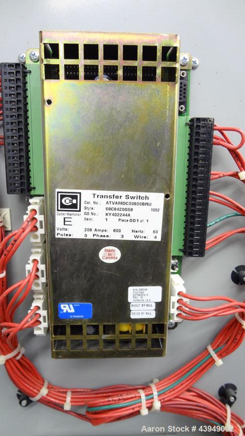 Used Cutler-Hammer 800 Amp Transfer Switch. Cat.# ATVAMDC30800BRU, style 68C8420G58. 3/60/208 Volts. Type 3R enclosure.