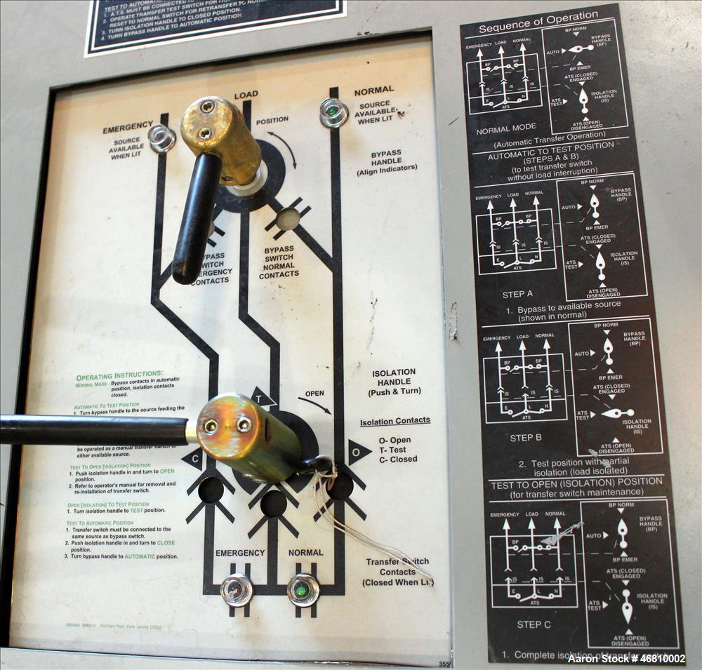 Used- Kohler 800 Amp ATS, Bypass Isolation Automatic Transfer Switch
