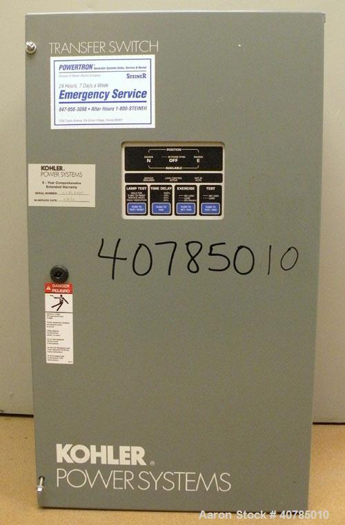 Used Kohler Transfer Switch, 200 Amp, Single Phase 240 Volt, Model KCT-AFNA-0200S. Nema type 1 enclosure. Built 2003.
