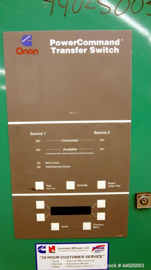 Used Cummins / Onan Power Command Automatic Transfer Switch, 260 Amp, Model OTPCB-4489083, Serial #J000161854. 4 Pole, 3/60/208 Volt.