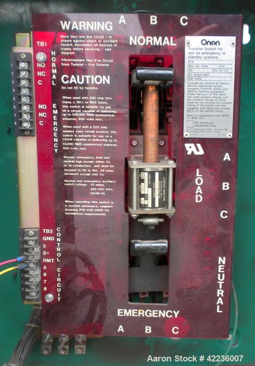 Used Onan Transfer Switch, 125 amp, 3/60/440/480V, model OTCU125G21G, serial #D890224511.