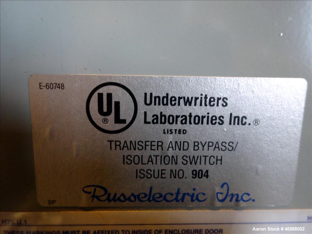 Used Russelectric Dual Operator Automatic Transfer Switch, Model RTBDNB-16003CE