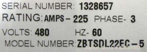 Used Zenith Entelli-Switch 250 Automatic Transfer Switch, Model ZBTSDL22EC-5, Serial #1328657, 480V, 225 Amps, 3 Phase, 60 Hz., Built 2000