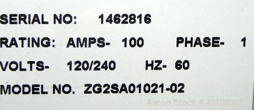 Used Zenith 100 Amp Automatic Transfer Switch, Model ZG2SA01021-02. 1/60/120/240 Volts. Nema 1 enclosure. Year 2005.