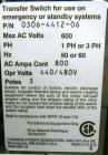 Used Cummins Power Command Automatic Transfer Switch, 800 Amp, model OTPCD-5707325, SN-B050748000. 3 pole, nema 1, 3/60/480V.