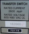 Used Generac 2600 Amp Automatic Transfer Switch, Model 1659760100. Outdoor enclosure, rated 600/480 Volt.
