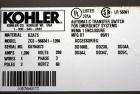 Used Kohler 1200 Amp Automatic Tranfer Switch. Model ZCS-568341-1200. 3/60/208 Volts, Nema 1 enclosure.