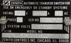 Used Zenith Controls Automatic Transfer Switch, 400 amp, 3/60480V, model ZTS41EC-7AAAAELLPTUW, serial #169171.