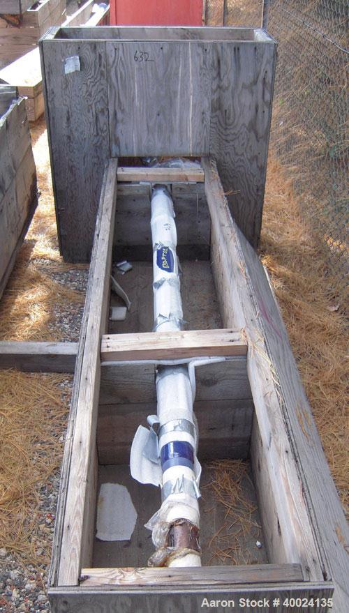 Used Glass Lined Agitator, for approximate 500 gallon reactor. 3 blade retreat curve, approximate 3" diameter x 36" span x 104" long. DTW end.