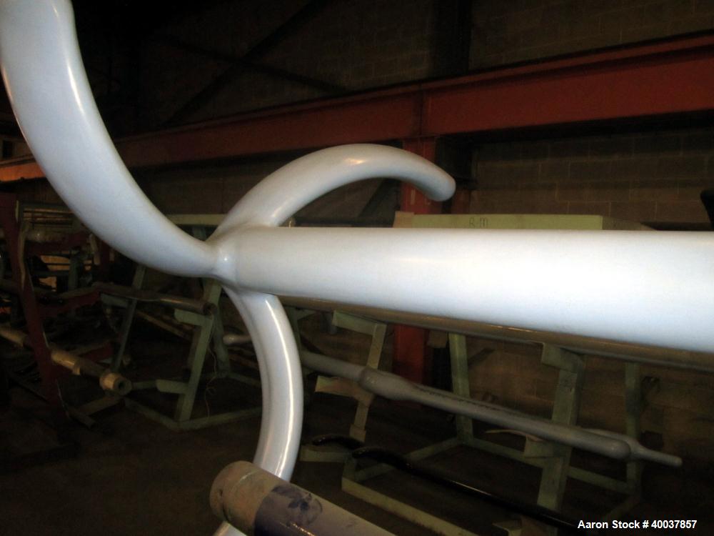 Used Pfaudler Glass Lined 3-Blade Retreat Curve Impellar For 3,000 Gallon Reactor. 48" span x 166.5" long. 5-1/2" diameter seal area. Nucerite glass. To be used on a 8RW drive.