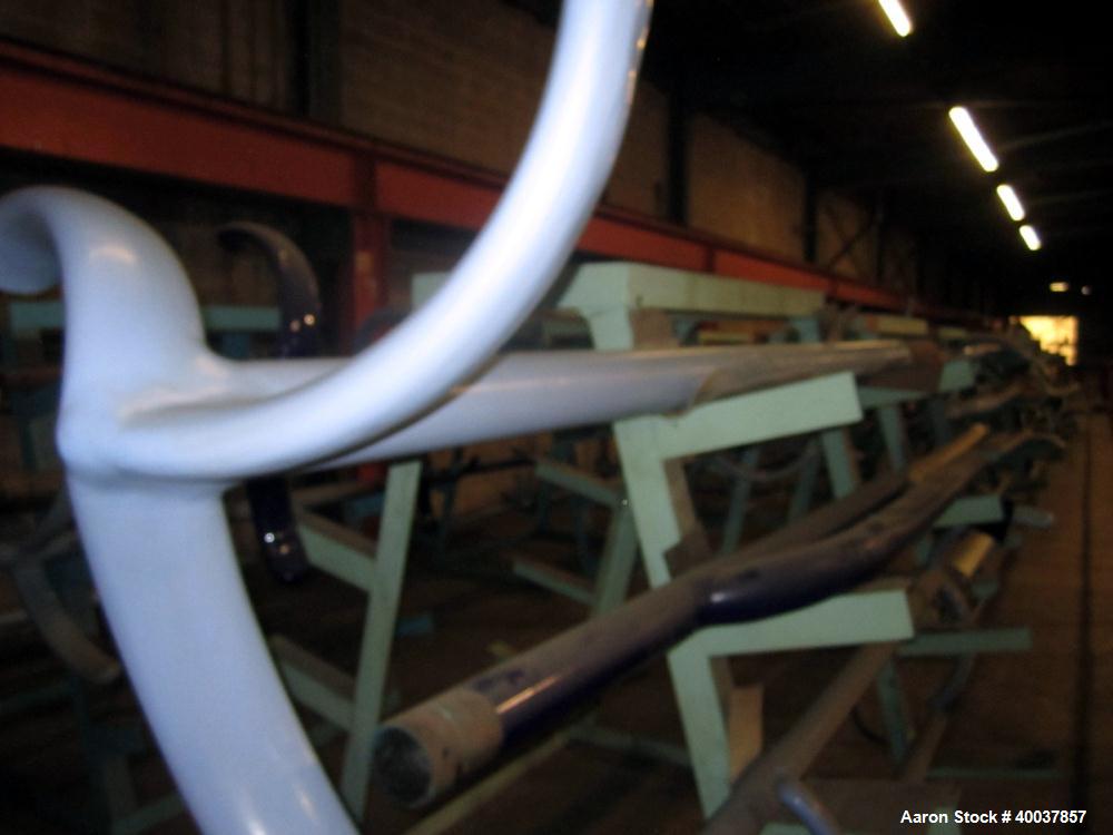 Used Pfaudler Glass Lined 3-Blade Retreat Curve Impellar For 3,000 Gallon Reactor. 48" span x 166.5" long. 5-1/2" diameter seal area. Nucerite glass. To be used on a 8RW drive.