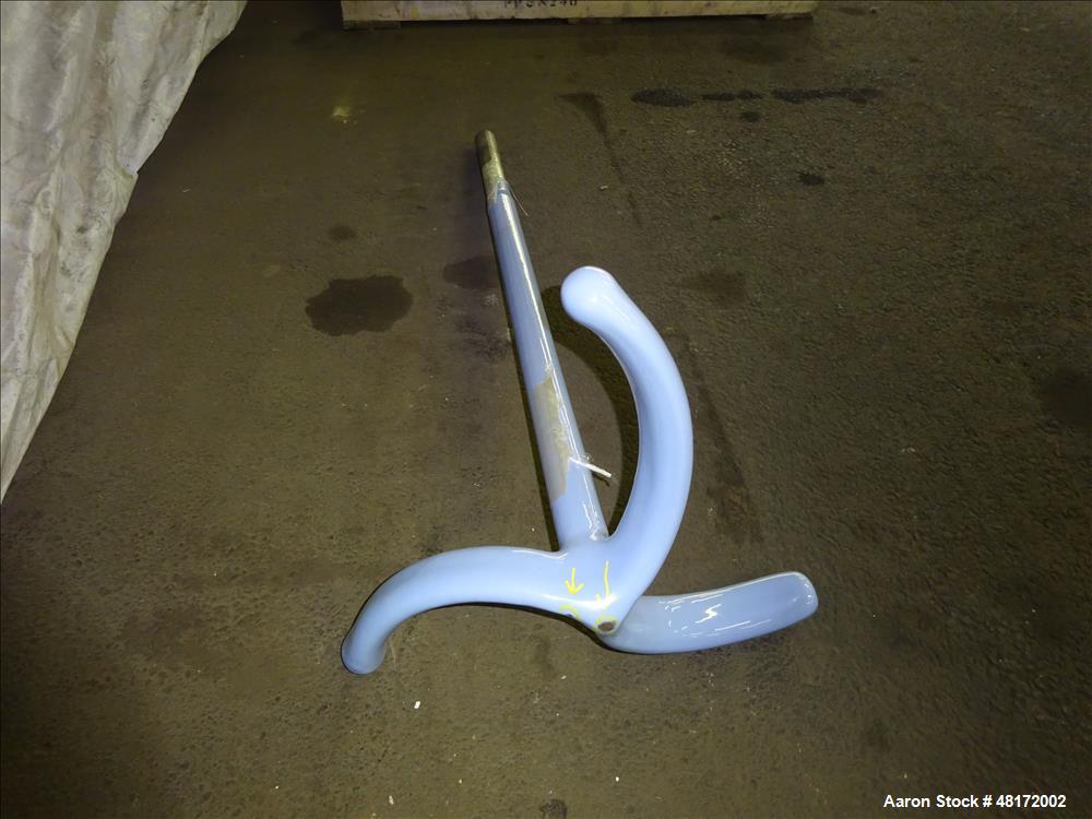 Used Pfaudler 50 Gallon Glass Lined (3) Blade Retreat Curve Agitator. Approximate 44" long x 1-1/2" diameter shaft, 17-1/2" diameter span.