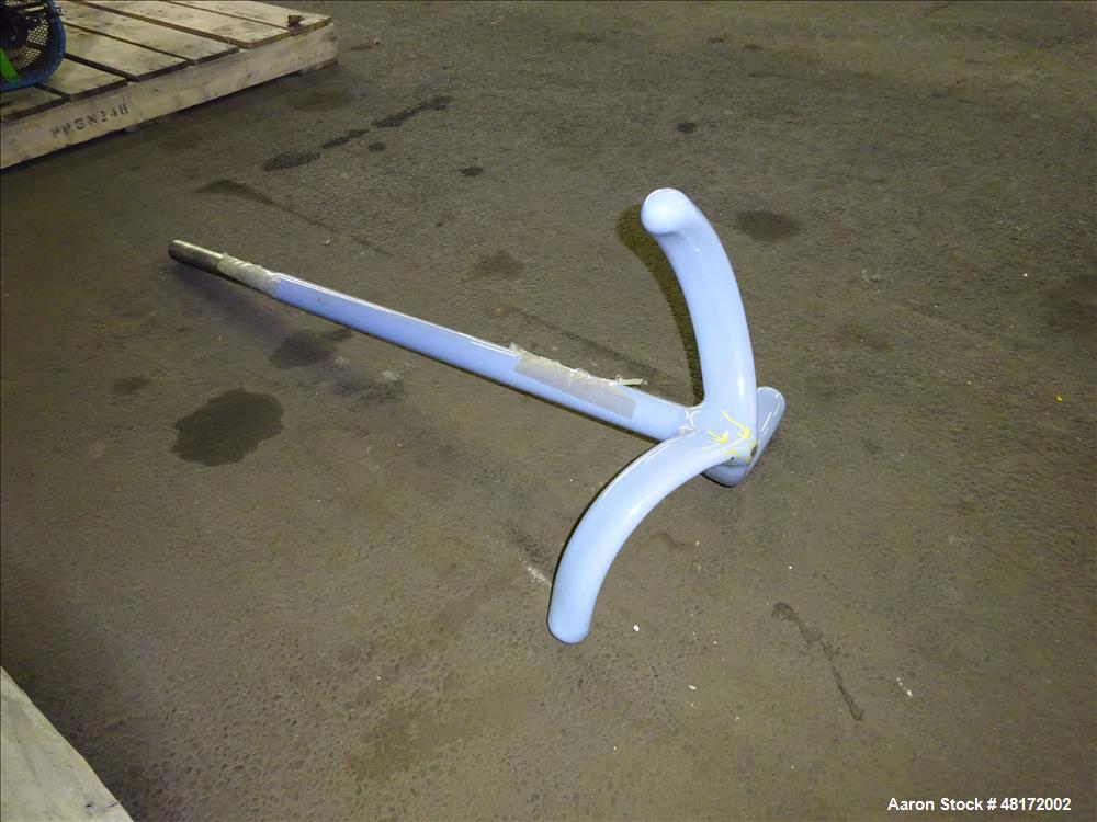 Used Pfaudler 50 Gallon Glass Lined (3) Blade Retreat Curve Agitator. Approximate 44" long x 1-1/2" diameter shaft, 17-1/2" diameter span.