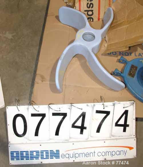 Used Pfaudler Cryolock Glass Lined Hub Curved Blade Turbine. 33" Span with a 3-1/2" bore, 1000-2000 gallon.
