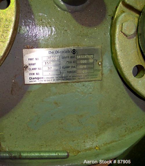 Used Dedietrich 30" Glass Lined Cover With Manway. Rated 1550 psi at 500 deg F.