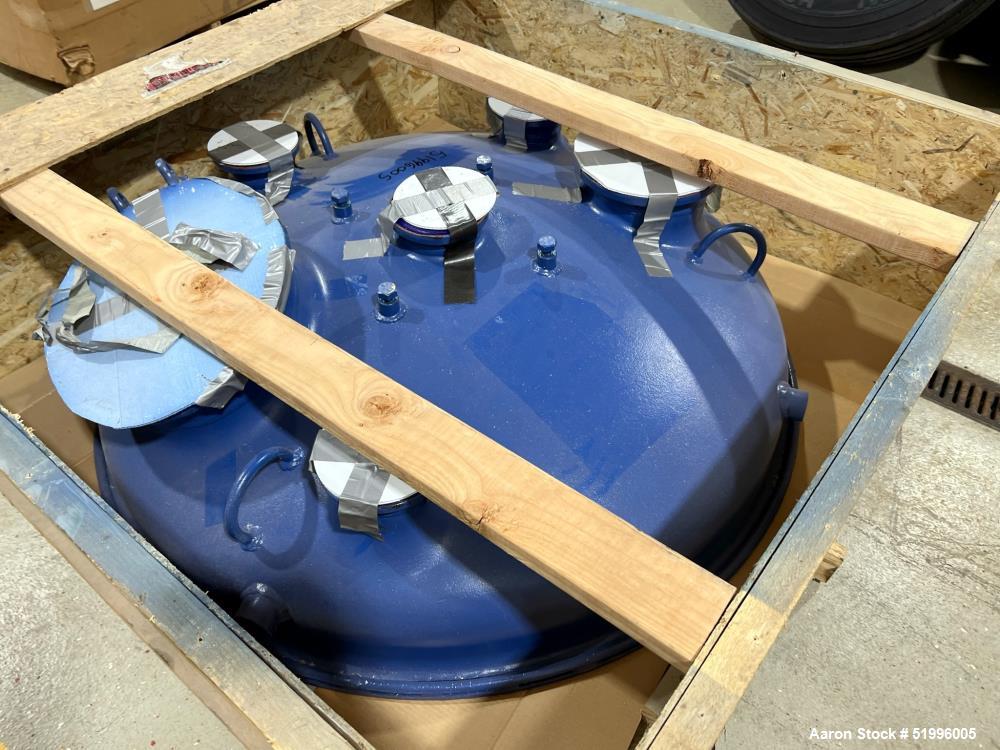 Used Reglassed Pfaudler Glass Head for a 300 gallon vessel. Approximately 48"diameter. Openings: 8", 18" x 12" manhole, No cover, 4-1/2", (3) 4".