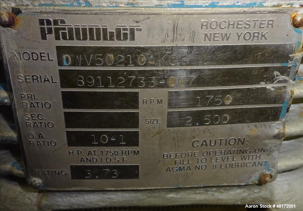 Used Pfaudler Glass Lined Drive, Model DWV50210AKC,