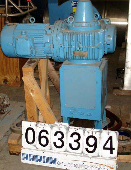 USED: Pfaudler model 5RW agitator drive only. Includes pedestal, bearing housing and gearbox. Driven by a 20/10 hp motor, 480 volt, output rpm 44.