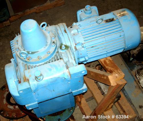 USED: Pfaudler model 5RW agitator drive only. Includes pedestal, bearing housing and gearbox. Driven by a 20/10 hp motor, 480 volt, output rpm 44.