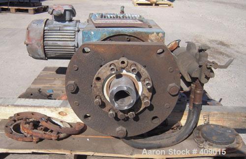 Used Pfaudler Agitator, Size 5RWFFG, Model FMDWV50500EJD. P ratio 1.8 to 1, S ratio 10 to 1, OA ratio 18 to 1, 97 rpm. Driven by a 10 hp, 3/60/230/460 volt, 1725 rpm motor. Includes a lubricator.