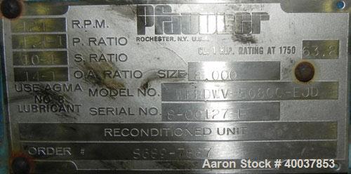 Used Pfaudler 8RW Drive. Model WFRDWV-50800-EJD. 1.4/1 P Ratio. 10/1 S Ratio. 14/1 OA Ratio. Serial # 8-00127-P. To be used for a 4000 gallon vessel. Has a 5 1/2" Seal. Includes Base Plate, Seal Hous...