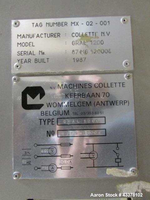 Used Collette High Shear Mixer, Model Gral 1200