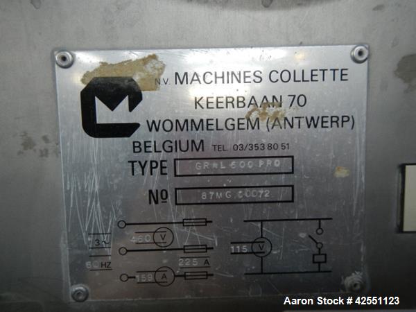 Used Collette High Shear Mixer, Model Gral 600PRO