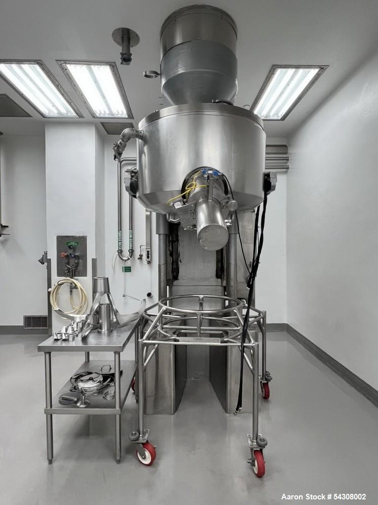 Used Collette Stainless Steel High Shear Mixer/Granulator, Model GRAL 600,
Serial# 861380066. Jacketed mixing bowl, explosion proof machine
mounted push button control panel, with stainless table wit...