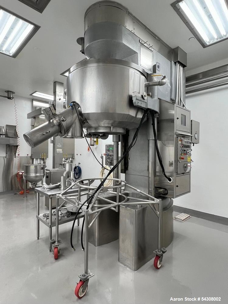 Used Collette Stainless Steel High Shear Mixer/Granulator, Model GRAL 600,
Serial# 861380066. Jacketed mixing bowl, explosion proof machine
mounted push button control panel, with stainless table wit...