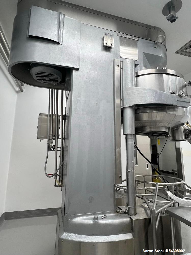 Used Collette Stainless Steel High Shear Mixer/Granulator, Model GRAL 600,
Serial# 861380066. Jacketed mixing bowl, explosion proof machine
mounted push button control panel, with stainless table wit...