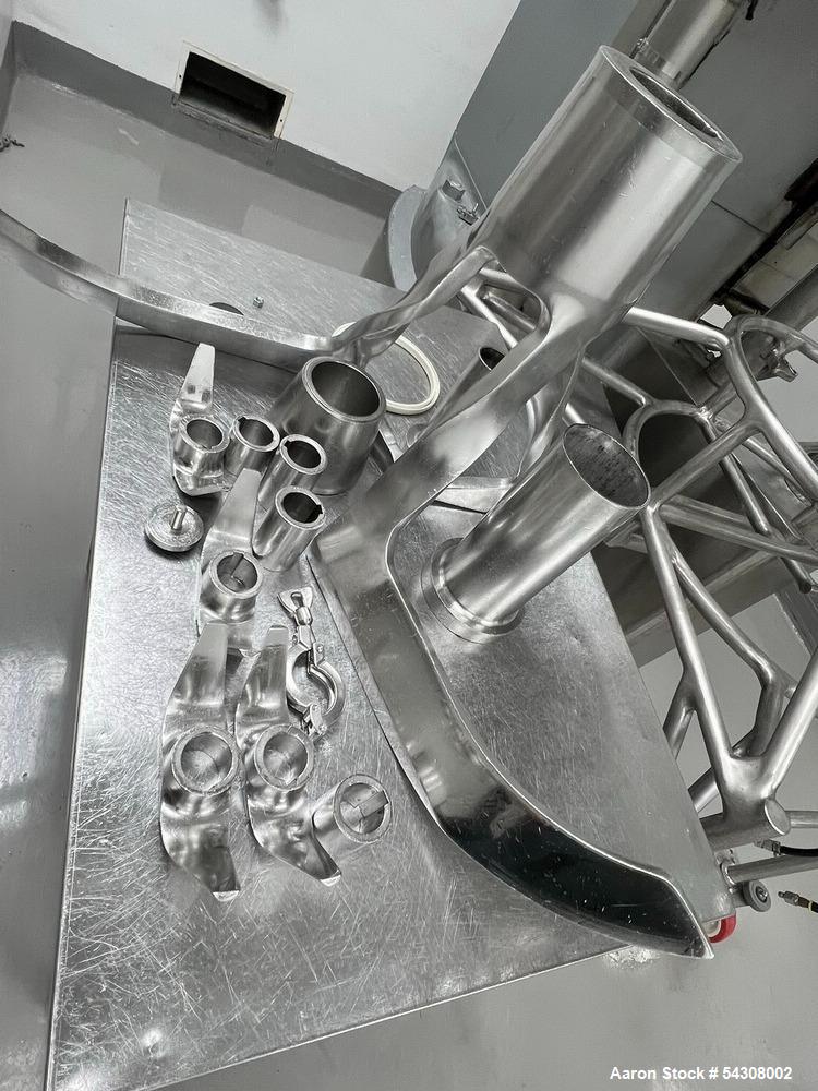 Used Collette Stainless Steel High Shear Mixer/Granulator, Model GRAL 600,
Serial# 861380066. Jacketed mixing bowl, explosion proof machine
mounted push button control panel, with stainless table wit...