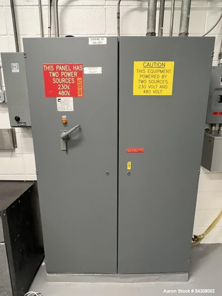 Used Collette Stainless Steel High Shear Mixer/Granulator, Model GRAL 600,
Serial# 861380066. Jacketed mixing bowl, explosion proof machine
mounted push button control panel, with stainless table wit...