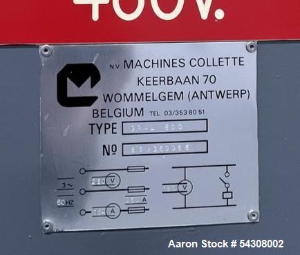 Used Collette Stainless Steel High Shear Mixer/Granulator, Model GRAL 600,
Serial# 861380066. Jacketed mixing bowl, explosion proof machine
mounted push button control panel, with stainless table wit...