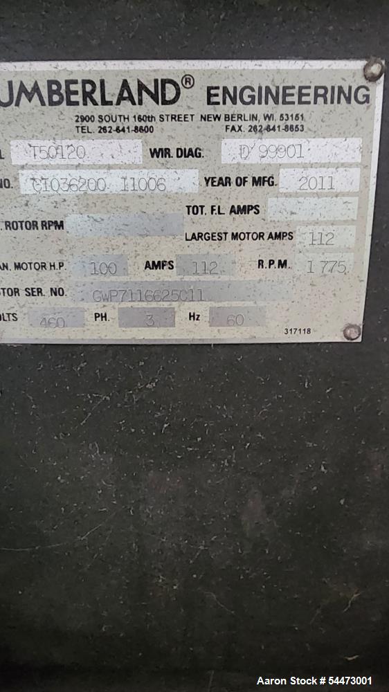 Used Cumberland T50120 Granulator | 100 HP Plastic Grinder 20" x 48" High Capacity