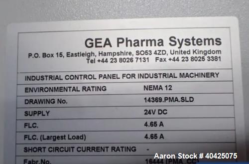 Unused GEA PMA 600 Advanced High Shear Mixer | 600 Liter Pharmaceutical Granulation System