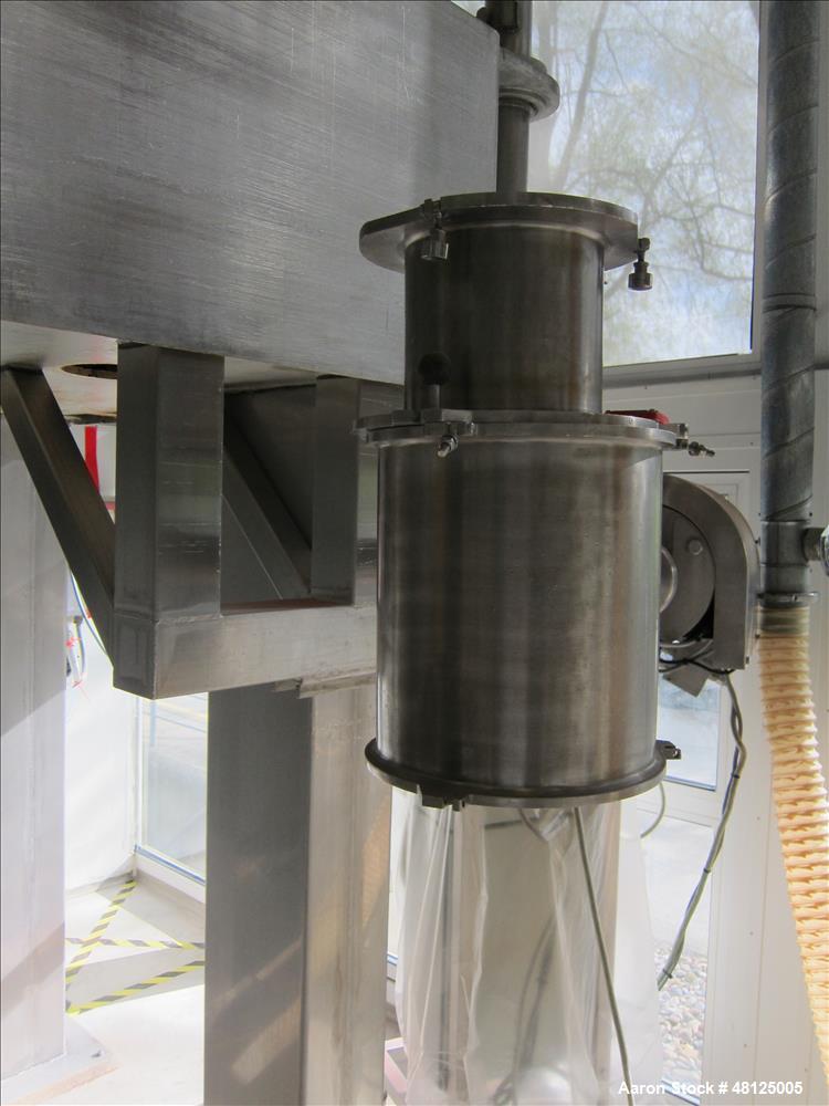 Used TK Fielder high shear mixer, Polished stainless steel construction, Total capacity 14 cu ft (400 liter), working capacity 10.59 cu ft (300 liter). 39" (1190 mm) dia, x 193" (595 mm) st. side non...
