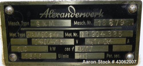 Used Stainless Steel Alexanderwerk Moist Granulation Machine, Model GA 65/SKM