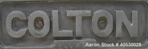 Used Colton Twin Shaft Oscillating Granulator, 304 stainless steel. (2) 5" diameter x 19" long 6 blade rotors. Top cover with feed opening, safety grate, bottom discharge chute, requires screen. Driv...