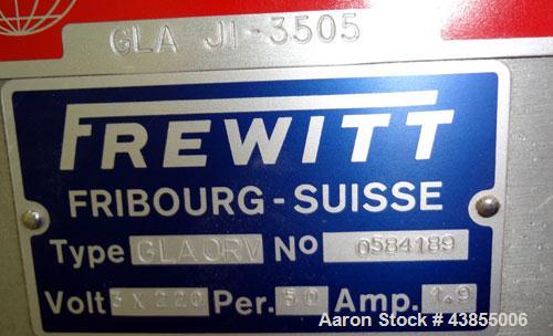 Used Frewitt GLA Oscillating Granulator, Type GLAORV, 316 Stainless Steel. Approximate capacity up to 80 kg per hour depending on the type of material. Driven by a 0.37 kw, 3/50/220/380 volt, 1380 rp...