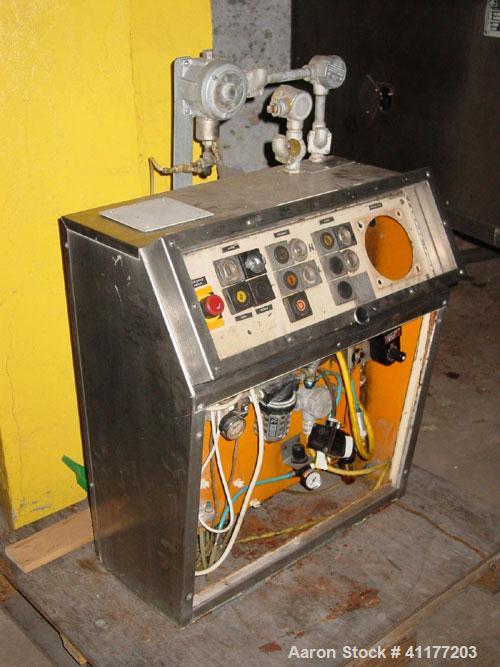 Used Diosna P-800 high shear mixer granulator. Bowl Volume 800 liters. Batch size up to 720 liters. Main rotor drive: 35/55 KW. Main rotor speed: 49/98 RPM. Chopper drive: 14/16 KW. Chopper speed: 14...