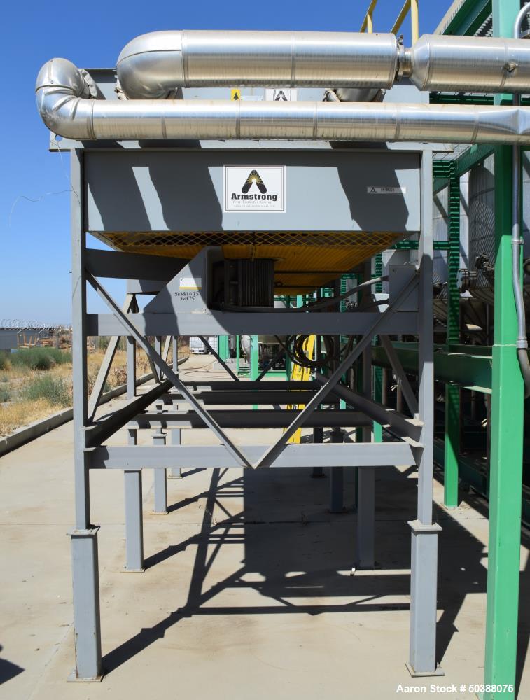 Used Armstrong-Hunt Air Cooled Heat Exchanger, Model CU2-C6-U10-63-1/4 X 178-3/4 X 10. Rated 160 psi at 350 degrees F. (3) Fans, each driven by a 5hp motor. Serial# R8761, built 2012.