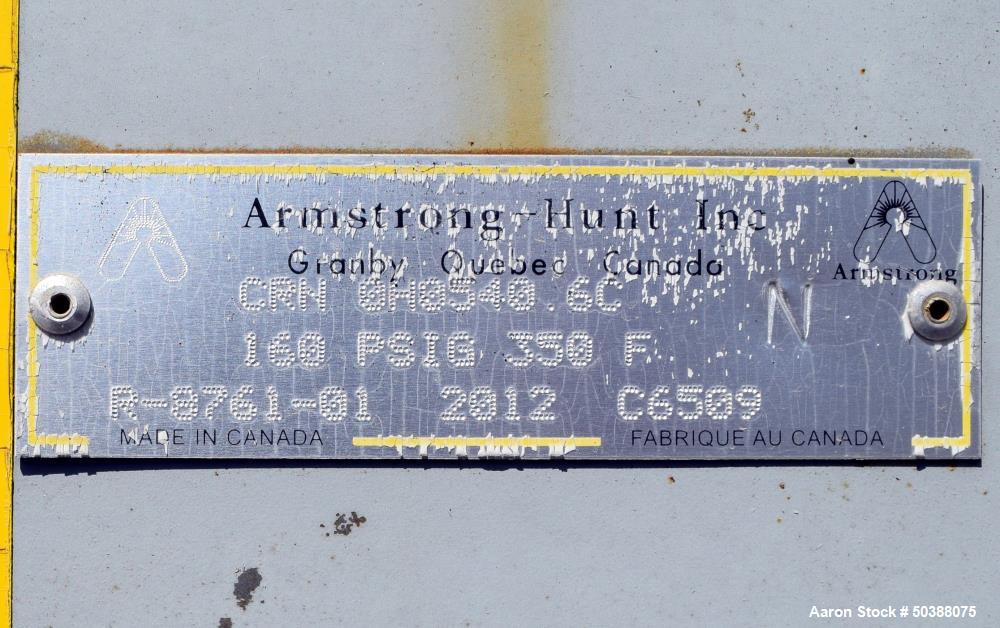 Used Armstrong-Hunt Air Cooled Heat Exchanger, Model CU2-C6-U10-63-1/4 X 178-3/4 X 10. Rated 160 psi at 350 degrees F. (3) Fans, each driven by a 5hp motor. Serial# R8761, built 2012.