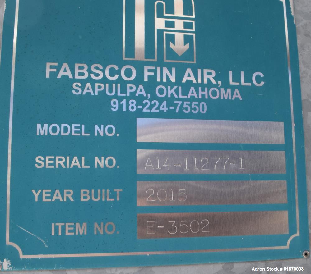 Unused- Fabsco Fin Air Cooled Heat Exchanger, Approximate 741 Square Feet, Carbon Steel, Horizontal. Heat exchanged 1,1000,000 Btu/hr. (118) 1" Diameter x 12' long tubes rated 900 psi at -20 to 500 d...